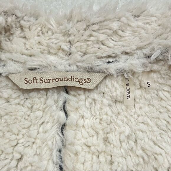 Soft Surroundings Taupe Faux Suede Sherpa Lined Jacket Size Small - Picture 9 of 10